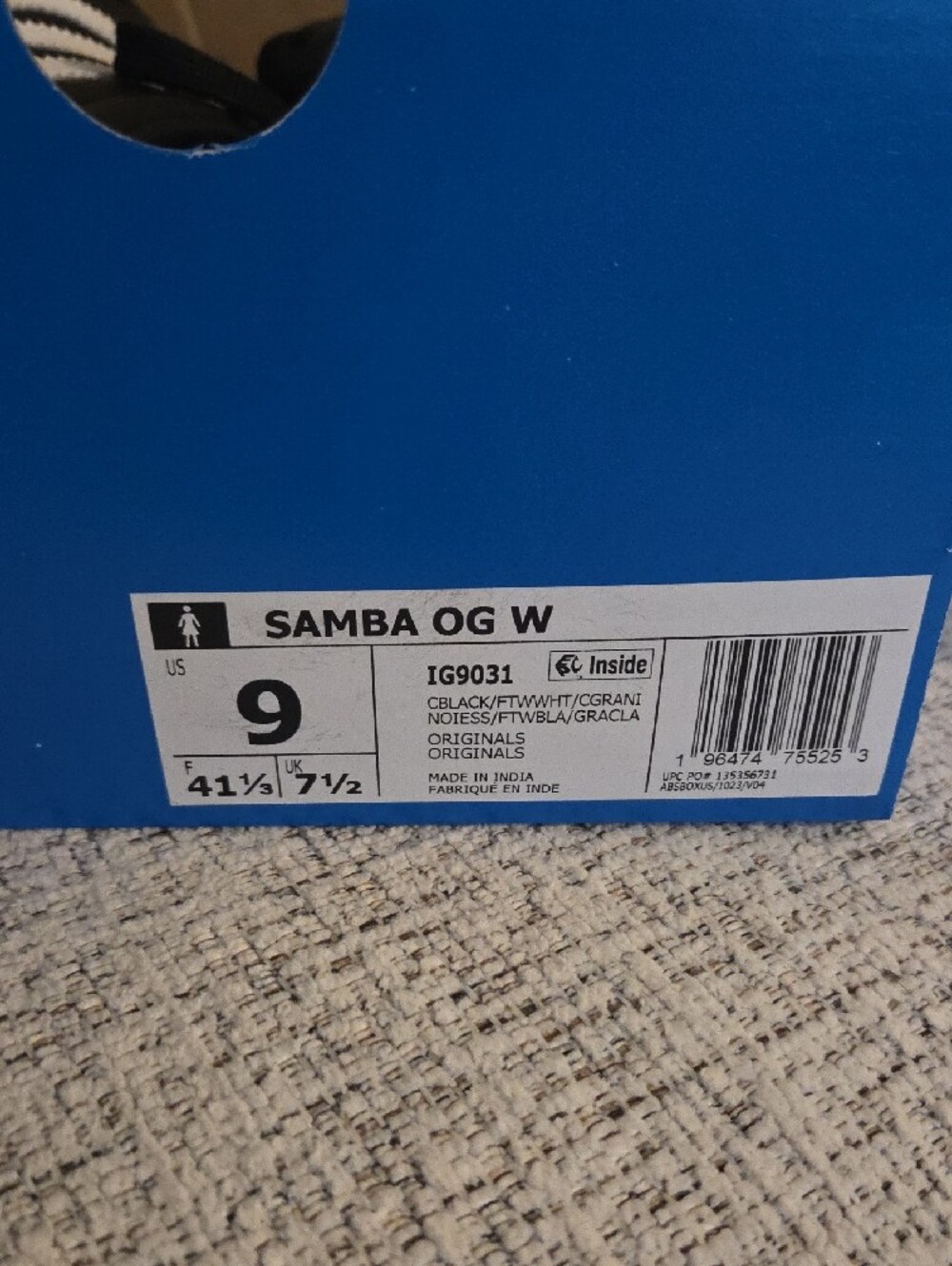 adidas Samba Leather Sneakers in Black, White and Brown Gum - Picture 2 of 6
